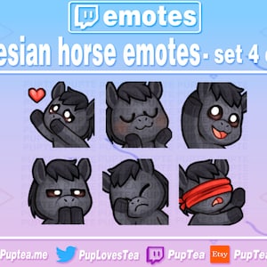 6x Cute Black Horse / Friesian Horse Pack for Twitch Youtube and Discord | Set 4