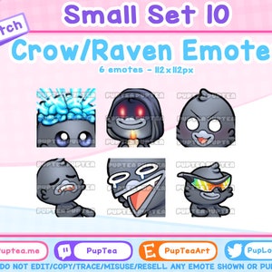 6x Cute Crow / Raven Emotes Pack for Twitch Youtube and Discord | Set 10