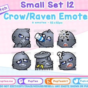 6x Cute Crow / Raven Emotes Pack for Twitch Youtube and Discord | Set 12