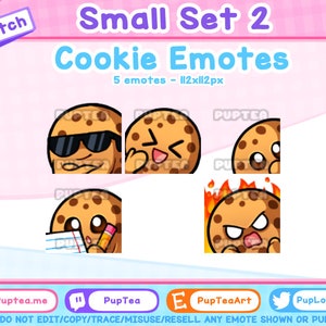 5x Cute Cookie Emotes Pack for Twitch Youtube and Discord | Small Set 2