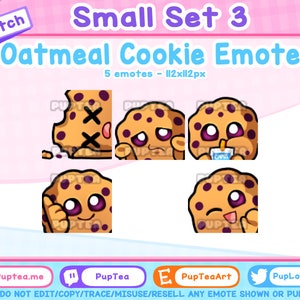 5x Cute Oatmeal Cookie Emotes Pack for Twitch Youtube and Discord | Small Set 3