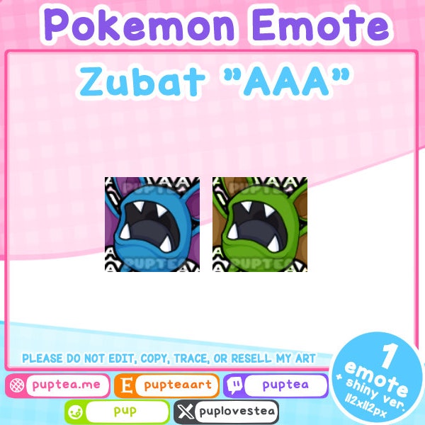 Pokemon Twitch and Discord emote | Zubat AAA / Scream Emote