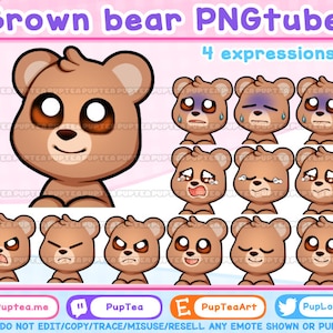 Cute Brown Bear PNGtuber / Premade PNGtuber / Veadotube Mini / Voice Reactive Stream Mascot / Vtuber Twitch Discord / Vtuber Assets