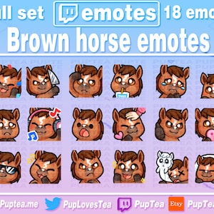 18x Cute Brown Horse Pack for Twitch Youtube and Discord | Full Set 1