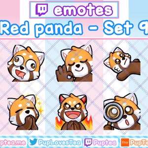 6x Cute Red Panda Emotes Pack for Twitch Youtube and Discord | Set 9