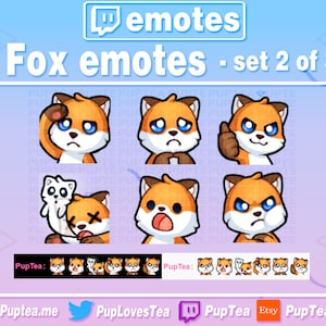 6x Cute Fox Emotes Pack for Twitch Youtube and Discord | Set 2