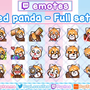 Paquete de 18 emoticones de panda rojo para Twitch, YouTube y Discord (3 unidades)