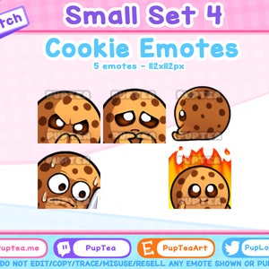 5x Cute Cookie Emotes Pack for Twitch Youtube and Discord | Small Set 4