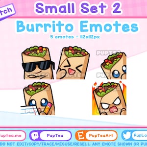 5x Cute Burrito Emotes Pack for Twitch Youtube and Discord | Small Set 2