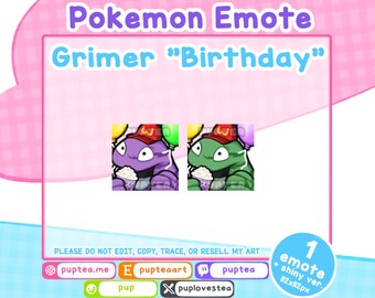 Pokemon Twitch and Discord emote | Grimer Birthday Emote