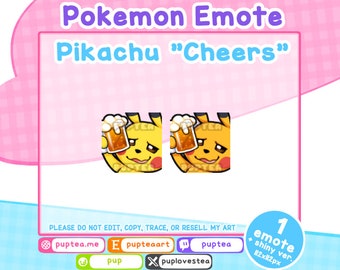 Pokemon Twitch and Discord emote | Pikachu Cheers / Beer Emote