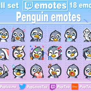 18x Cute Black Penguin Emotes Pack for Twitch Youtube and Discord | Full Set 1