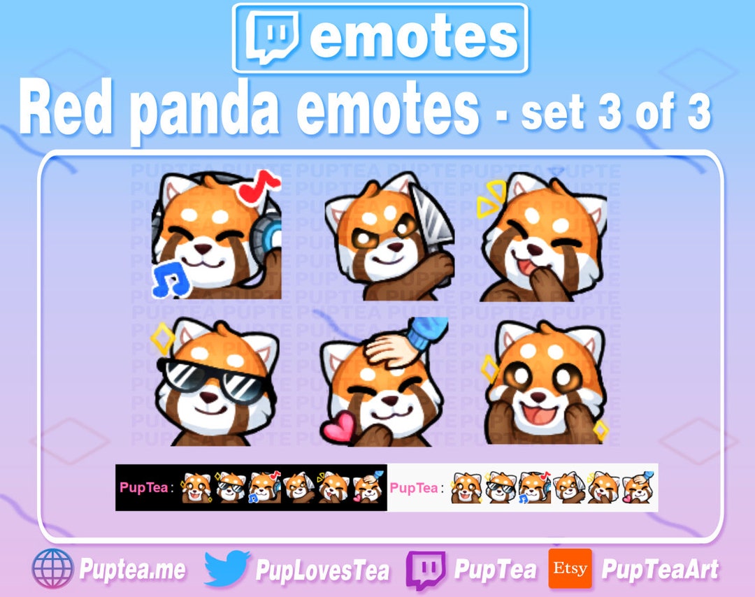 6x Cute Red Panda Emotes Pack for Twitch Youtube and Discord - Etsy