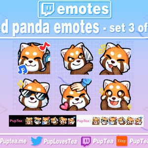 6x Cute Red Panda Emotes Pack for Twitch Youtube and Discord | Set 3