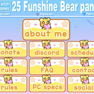 25x Cute Yellow Bear / Funshine Care Bear Twitch Panels / Twitch Streamer Panels