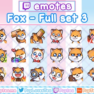 18x Cute Fox Emotes Pack for Twitch Youtube and Discord | Full set 3