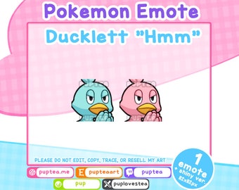 Pokemon Twitch and Discord emote | Ducklett Hmm / Think Emote