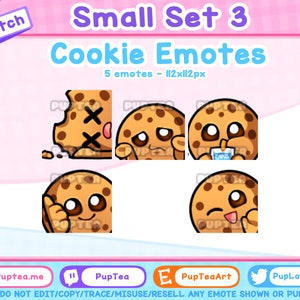 5x Cute Cookie Emotes Pack for Twitch Youtube and Discord | Small Set 3