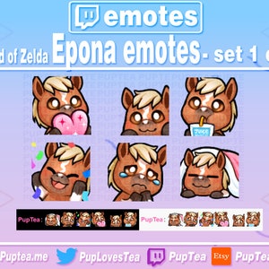 6x Cute Epona Emotes / Horse Emotes Pack for Twitch Youtube and Discord | Set 1