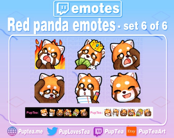 6x Cute Red Panda Emotes Pack for Twitch and Discord Set 6 | Etsy