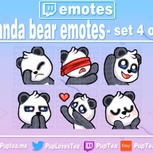 6x Cute Panda Bear Emotes Pack for Twitch Youtube and Discord | Set 4