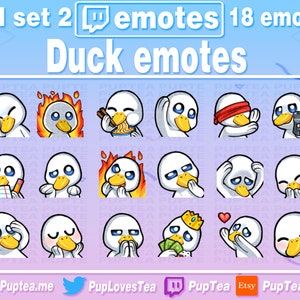 18x Cute Duck Emotes Pack for Twitch Youtube and Discord | Full Set 2