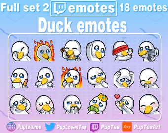 18x Cute Duck Emotes Pack for Twitch Youtube and Discord | Full Set 2