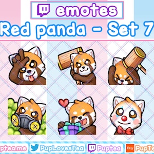 6x Cute Red Panda Emotes Pack for Twitch Youtube and Discord | Set 7