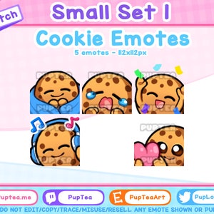 5x Cute Cookie Emotes Pack for Twitch Youtube and Discord | Small Set 1