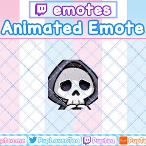 ANIMATED Cute Skeleton Grim Reaper Shy Emote - Twitch and Discord Emote