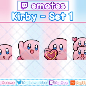 4x Cute Kirby Emotes Pack for Twitch Youtube and Discord | Set 1