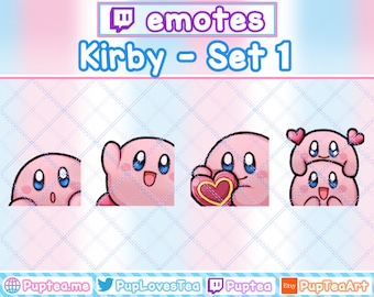 4x Cute Kirby Emotes Pack for Twitch Youtube and Discord | Set 1