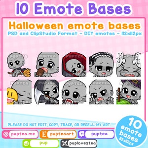 10x DIY Halloween Emote Bases for Twitch, Youtube or Discord | Emote Base Pack | Draw your own emotes | Holiday Emote Template