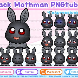 Cute Black Mothman PNGtuber / Premade PNGtuber / Veadotube Mini / Voice Reactive Stream Mascot / Vtuber Twitch Discord / Vtuber Assets