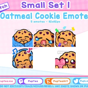 5x Cute Oatmeal Cookie Emotes Pack for Twitch Youtube and Discord | Small Set 1