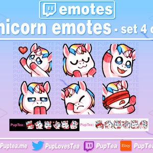 6x Cute Unicorn Emotes Pack for Twitch Youtube and Discord | Set 4