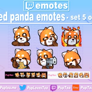 Paquete de 6 emoticones de panda rojo para Twitch, YouTube y Discord (Set 5)