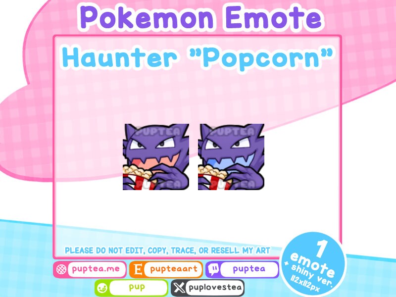 Pokemon Twitch and Discord emote | Haunter Popcorn / Nom Emote