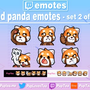 Paquete de 6 emoticones de panda rojo para Twitch, YouTube y Discord (Set 2)