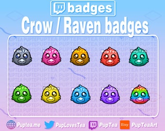 10 distintivi Twitch Sub &quot;Corvo/Corvo carino&quot; / distintivi Cheer Bit