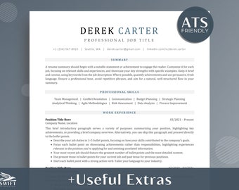 ATS Friendly Resume Template, Simple CV, Editable in Word & Google Docs (Digital Download)