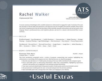 ATS Resume Template for Word & Google Docs, Professional CV (Digital Download)