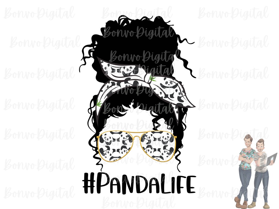 Panda Life Tie Dye Digital Design, Panda Girl Download, Cute Panda Bear