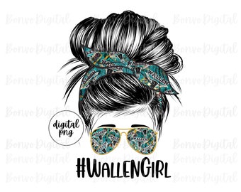 Country Music Girl Digital Design, Country Music Fan Download, Frauen Rodeo Girl Design, Messy Bun, Country Girl, Sublimation PNG
