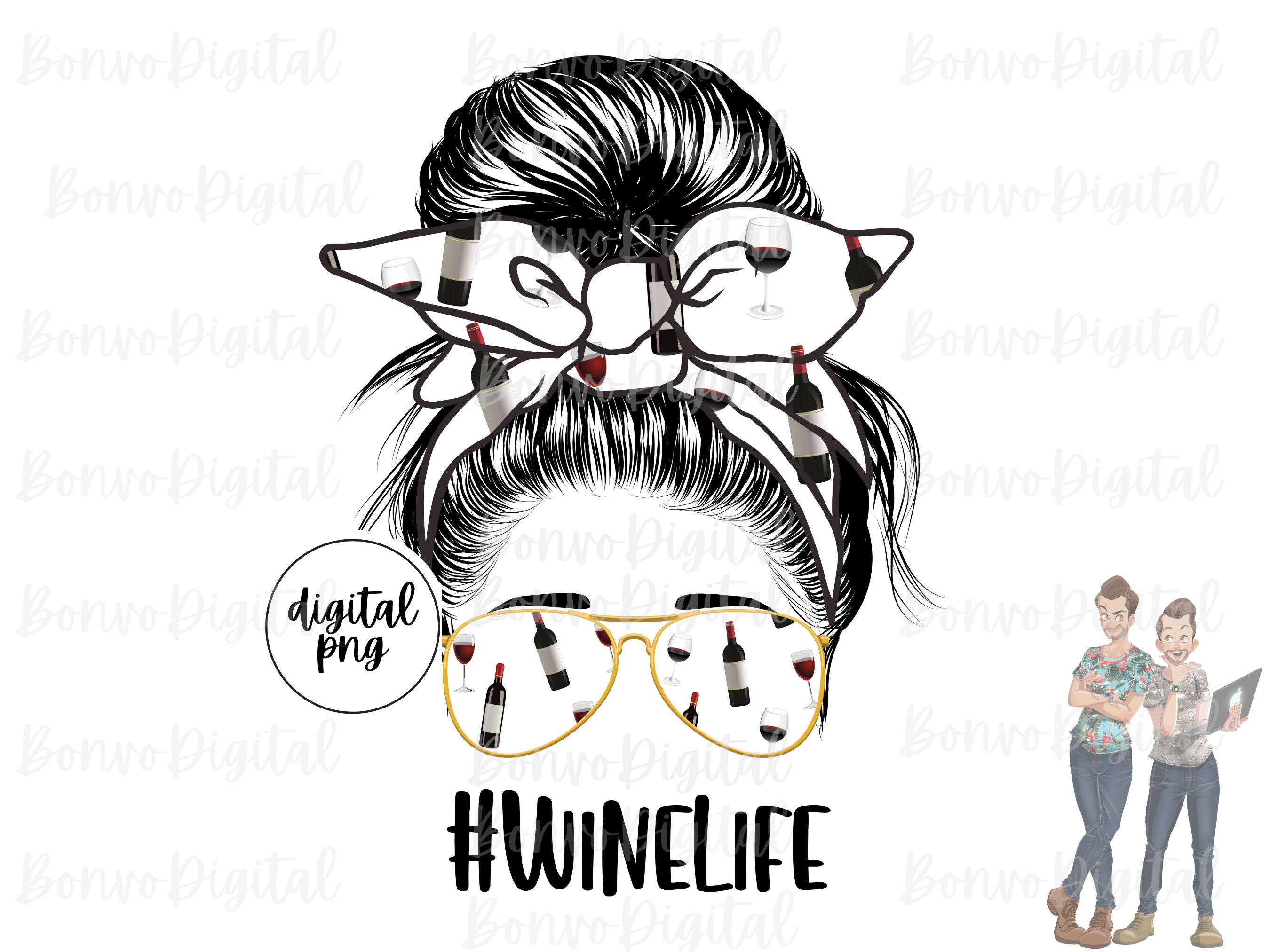 Wine Life Digital Design Wine Girl Download Wine Bottle Wine Etsy