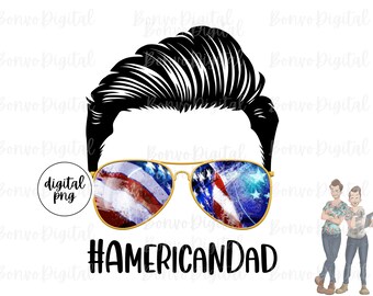 American Dad Digital Design, American Dad Download, American Flag Dad Design, Sonnenbrille, 4. Juli, PNG