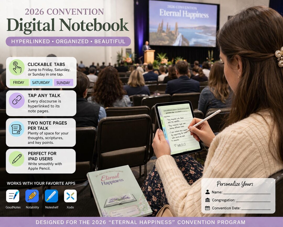 Digital JW Convention Notebook 2026 | Eternal Happiness Notes | Digital ...