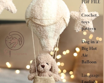 Crochet Puppy in Hot Air Balloon Amigurumi Pattern (PDF Pattern)