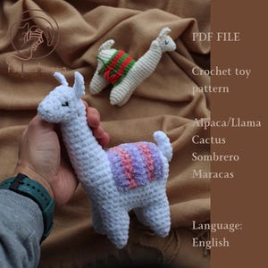 Crochet Llama, Cactus, Sombrero, Maracas Patrón: México 4en1 (Patrón PDF) Costura Baja