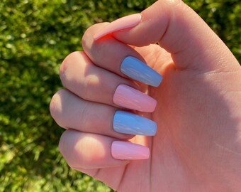 Pink And Blue Nails Etsy Pink And Blue Nails Etsy